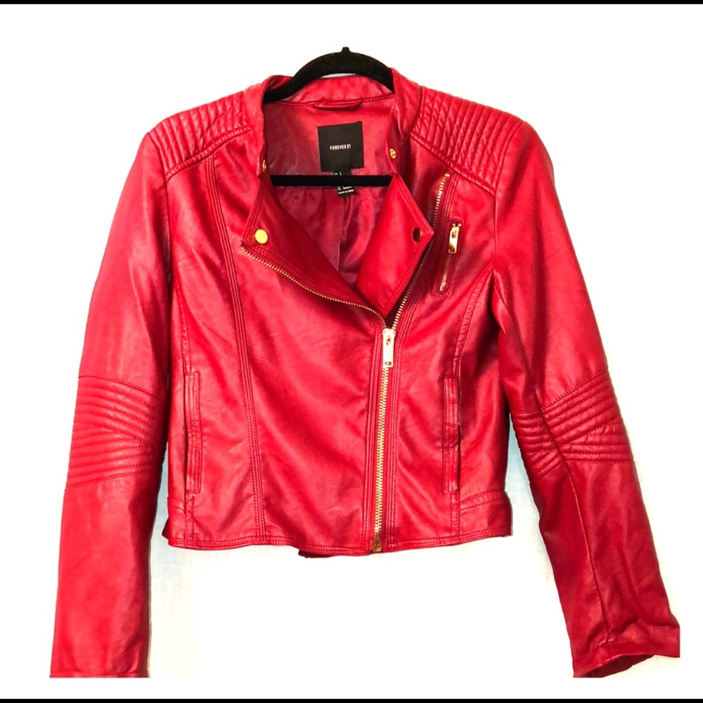 Red leather jacket